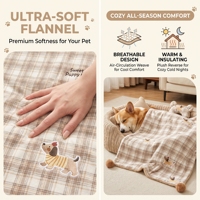 Couverture en flanelle à carreaux pour animaux de compagnie pour l'hiver, motif de dessin animé mignon, couverture pour animaux de compagnie, oreiller, lit, canapé, couverture chaude et moelleuse pour chien pour le sommeil des animaux de compagnie
