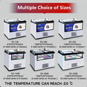 Vetrina Refrigerata per Gelato da 12-20 Vaschette, Congelatore da Banco con Base in Marmo per Gelateria - Product Image 3