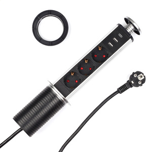 Presa di Corrente Verticale <span class=keywords><strong>a</strong></span> Scomparsa con Spina EU, Presa da Tavolo per Cucina/Ufficio con Cavo Retrattile - Product Image 1