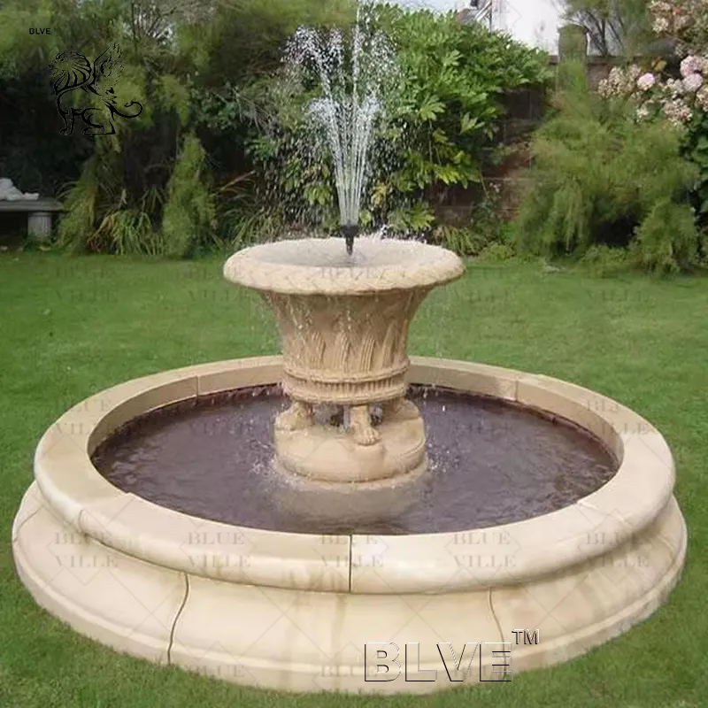 BLVE Garden Outdoor Decor Roman Style Garden Decoration Natural Stone Fountains Marble Water Fountain