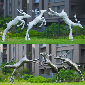 Sculpture de <span class=keywords><strong>cerf</strong></span> décorative en fibre de verre avec finition cuivre, design abstrait, pour aménagement paysager de jardin, disponible à la vente - Product Image 3