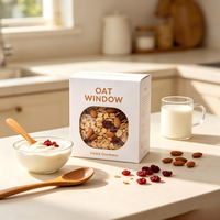 Boîte d'emballage en papier pliable avec logo personnalisé pour céréales et flocons d'avoine, finition mate, pour la vente au détail de granola instantané