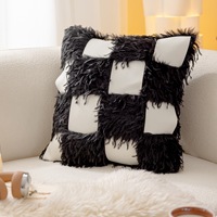 Kreative Orange PU Leder quadratische Kissen bezug Tier feder Weben dekorative Kunstleder Kissen bezug für Home Hotel Sofas