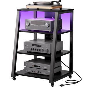 Étagère à vaisselle de cuisine à 4 niveaux avec prises électriques, construction métallique, style vintage, étagères de rangement réglables, résistante à l'eau - Product Image 2