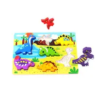 Ahşap tıknaz dinozor bulmaca oyuncaklar bebek çocuklar için