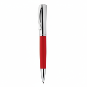 Penna a Sfera in Acciaio Inossidabile Cromato e Rosso, Punta da 0,7 mm, Penna Promozionale in Metallo con Corpo Personalizzabile - Product Image 2