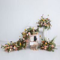 Set dekorasi bunga untuk etalase toko, latar belakang pernikahan, penempatan panggung, bunga buatan, centerpiece pernikahan, dan rangkaian bunga.