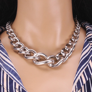 Gold Metal Chain Choker <b>Necklace</b> Zinc Alloy <b>Statement</b> Jewelry Party Fashion Accessory - Product Image 3