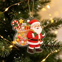 Ornement de Noël en acrylique, pendentif suspendu pour arbre de Noël, Père Noël, décoration de Noël mignonne pour les fêtes, décoration de la maison, cadeau