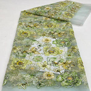 Tissu brodé en organza, imprimé, orné de perles <span class=keywords><strong>et</strong></span> de paillettes pour robes féminines, costumes de spectacle, chaussures, sacs, chapeaux <span class=keywords><strong>et</strong></span> broderies perlées - Product Image 1