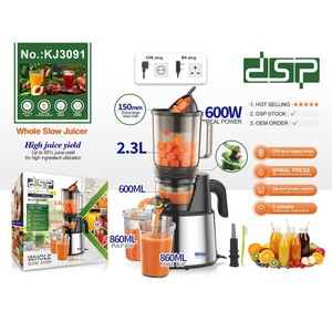 Extractor de jugos lento Dsp Whole de 2.3L y 600W con prensa en espiral para uso doméstico - Product Image 1