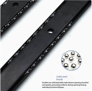 Riel Deslizante para Teclado con Rodamientos de Bolas (350 mm), Capacidad de Carga, Acero Laminado en Frío, con Posición de Bloqueo y Soporte de Montaje - Product Image 2