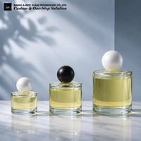Flacon de parfum en verre transparent à base épaisse, cylindre court, vide, 30, 50, 100 ml, pour bouchon personnalisé, logo personnalisé, couleur de bouchon personnalisée, boîte de luxe