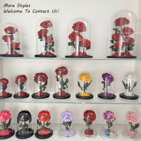 Cadeau pour la Saint-Valentin/Noël 2026, roses éternelles naturelles faites à la main, roses préservées dans un dôme en verre