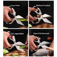 Ciseaux de cuisine multifonctionnels robustes, antidérapants, confortables, à lame tranchante, en acier inoxydable, pour volaille, aliments et os de poulet