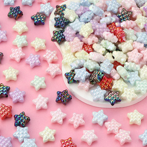 Venta al por mayor de cuentas acrílicas crema de pentagrama lindas rayas de gofre estrellas cuentas de acrílico sueltas para joyería pulsera Fabricación de collar - Product Image 1