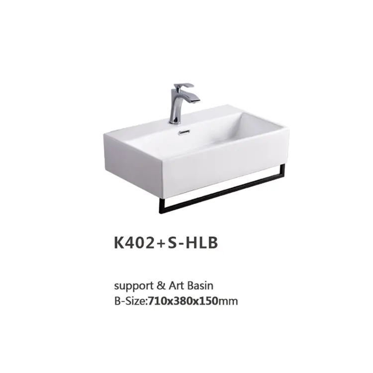 OEM ODM bacia de banheiro lavabo suspendu console lavabo rectangulaire en céramique avec support