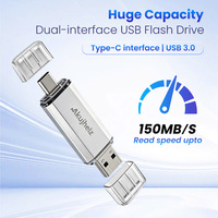 Nueva Unidad Flash USB 3.1 de Aluminio con Doble Puerto USB-C/USB-A 2 en 1, Lectura de Alta Velocidad de 150 MB/s, Compartir con un Clic para Teléfonos y Computadoras