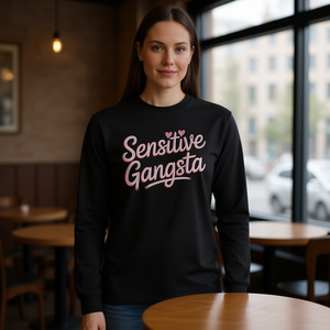 T-Shirt a Maniche Lunghe Sensitive Gangsta, Girocollo Unisex per Adulti, Stampa Serigrafica per Attività Promozionali - Product Image 3