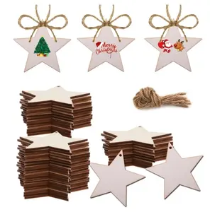 Hanging Wood Signs Love Star Round Shaped Wooden Blank Painting Board Piece Slices With String For Crafts Making Christmas Gift