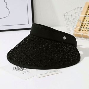 New Large Brim Sequins Hollow Cap Unisex Sports Outdoor Breathable Comfort <b>Sunscreen</b> Sun Hat Ponytail Visor - Product Image 5