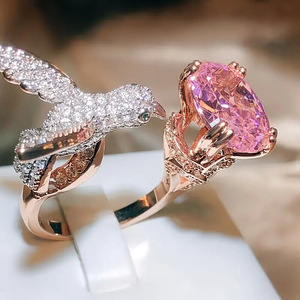 Anello Aperto a Forma di Uccello per Donne, Regolabile, Elegante, Ispirato alla Natura, Gioiello Quotidiano - Product Image 5