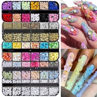Boîte de 12 compartiments de strass en résine à dos plat pour nail art, couleurs assorties, origine Zhejiang, outils de nail art en gros