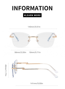 משקפי שמש אופנתיים של KAJILA עם לוגו בהתאמה אישית, מסגרת חתולית ללא מסגרת, חיתוך יהלום, פוטוכרומיים, UV400, לנשים - Product Image 6