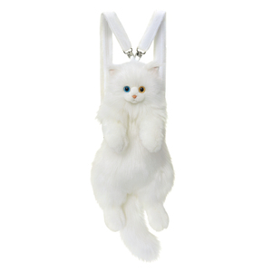 Sac à dos pliable pour chat, en forme de chat blanc aux yeux étranges, doux et moelleux, directement de l'usine, pour adolescents - Product Image 1