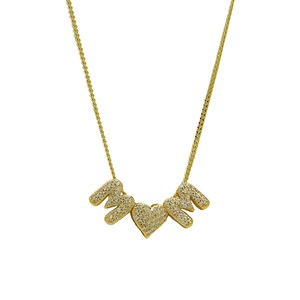 Offre Spéciale exquis mode amour maman lettre collier en laiton plaqué or avec Zircon chaînes à la mode cadeau <span class=keywords><strong>de</strong></span> fête des mères - Product Image 1
