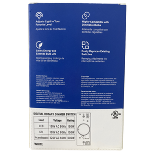 Trắng 120V AC 60Hz kỹ thuật số xoay <span class=keywords><strong>Dimmer</strong></span> chuyển đổi hệ thống dây điện các thiết bị với nhựa và kim loại điều chỉnh ánh sáng Dimmable bóng đèn - Product Image 5
