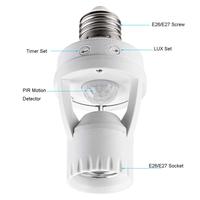 Adaptador de Bombilla con Sensor de Movimiento PIR E27/E26 de 360 Grados, Ajustable, Encendido/Apagado Automático, con Retardo de 10-300s