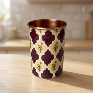 Bohemian Floral Pattern Metal copper <b>Reusable</b> <b>Cup</b> for Adults Home Party Use - Product Image 3