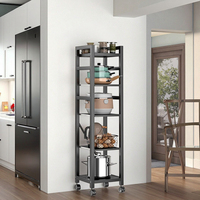 Chariot utilitaire roulant extensible à 5 niveaux en acier au carbone durable de haute qualité pour ustensiles de cuisine et vaisselle