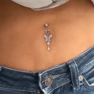Evorte mới nóng sang trọng Zircon bụng nút nhẫn thép phẫu thuật bụng xuyên bướm rốn Nhẫn bán buôn đồ trang sức cơ thể - Product Image 6