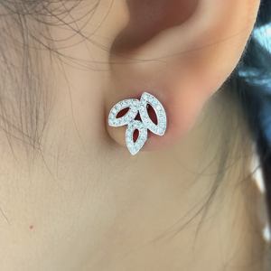 Paxima Jewelry Fashionable and Unique Geometric Design PT950 0.75ct Lab-Grown Diamond Full Diamond Women's <strong>Earrings</strong> - Product Image 2