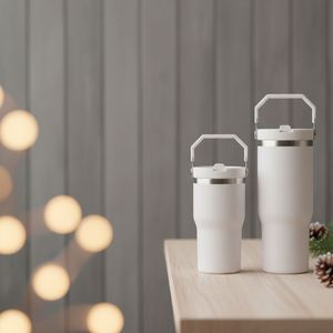 Portable Insulated Travel Drink <b>Cup</b> with Carry Handle, 30oz Stainless Steel <b>Double</b> <b>Wall</b> Tumbler for <b>Coffee</b> and Water - Product Image 4