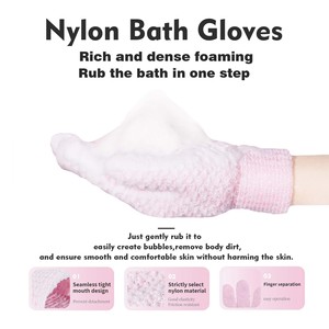Dubbelzijdige Badhandschoenen Volwassenen En Kinderen Douchebad Exfoliërende Handschoenen Vijf Vingers Handschoenen Voor Badontspanning - Product Image 3