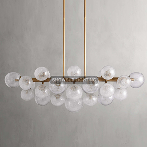 Lampu gantung dekorasi rumah mewah Modern bola kaca tiup tangan dengan bola gelembung Oval lampu gantung Linear - Product Image 2