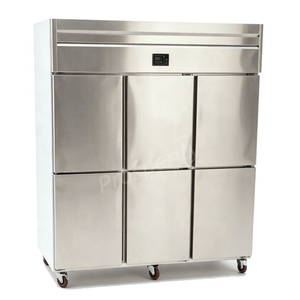 Réfrigérateur et congélateur professionnel à double température à 6 portes, armoire de cuisine en acier inoxydable avec glissières pour bacs GN, certifié CE, de -30°C à 8°C PS - Product Image 1