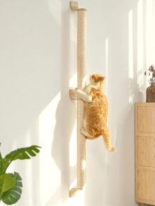 Griffoir mural pour <span class=keywords><strong>chat</strong></span> en sisal naturel, à fixer au mur |   <span class=keywords><strong>Poteau</strong></span> d'escalade pour <span class=keywords><strong>chat</strong></span> peu encombrant pour les grands chats d'intérieur - Product Image 1