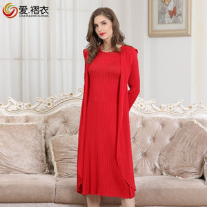 De manga larga de las mujeres vestido plisado <span class=keywords><strong>Mujer</strong></span> <span class=keywords><strong>Plus</strong></span> tamaño vestidos de - Product Image 2