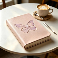 Carnet à couverture rigide Off White, motif papillon violet clair en relief, couverture lisse pour journal quotidien, cadeau pour fille, écriture de notes
