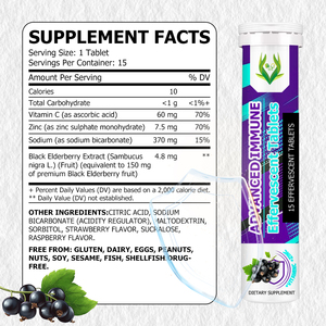 Tabletas Efervescentes Inmunitarias Avanzadas OEM ODM, Soporte Inmunitario Diario, Vitamina C, Zinc, Aptas para Vegetarianos - Product Image 2