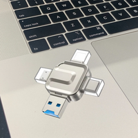 Pembaca kartu memori Flash USB 3.0 kecepatan, Mini 4 in 1All in 1 64G instalasi eksternal tipe kartu CF memori TF
