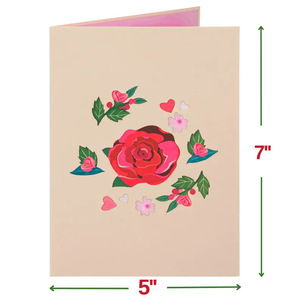 Tarjeta de San Valentín 3D con rosas rojas, tarjeta de felicitación de papel para regalo de amor - Product Image 5
