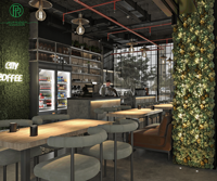 Café moderne Pub Mobilier d'intérieur Café Tables et chaises Salon Sièges design Pizza Restaurant Décor