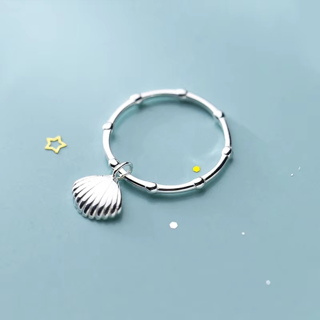 Minimalist 925 Sterling Silver Ring for Men Vintage Silver Rings Women Shell Shape Ring