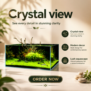 Eisenarmes Glas-Aquarium Rahmenlos Rechteckig Ultraklares Glas-Aquarium für Wohnzimmer Aquascape Süßwasserbecken - Product Image 5