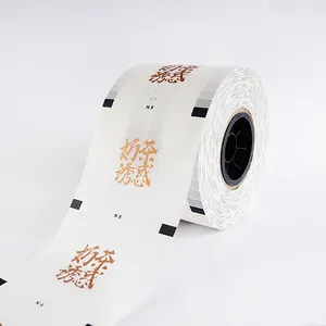 Custom Logo Printed Paper Cup Sealer Film Pp Cup Sealing Roll Film For Bubble Tea Boba Tea Cup